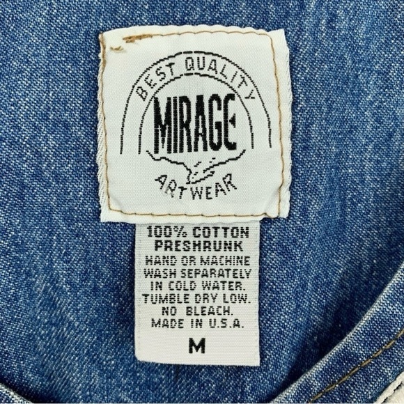 Mirage Vintage 90s Denim Midi Dress Embellished Art To Wear Cottagecore - Picture 11 of 11